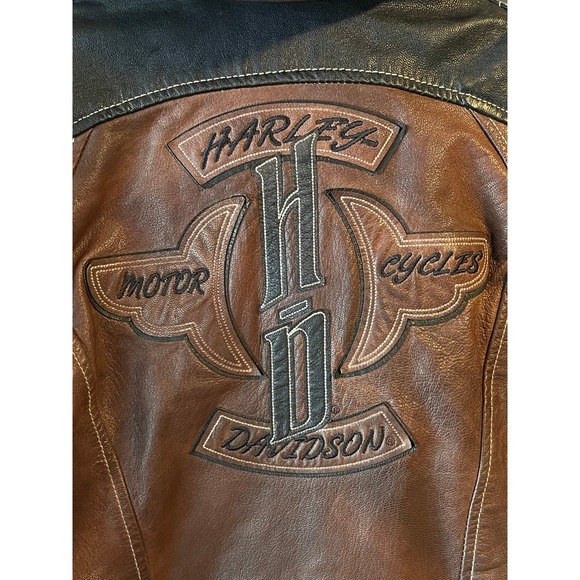 Harley Davidson Madrona Leather Hooded Jacket Brown Size S Biker Motorcycle - Picture 6 of 12